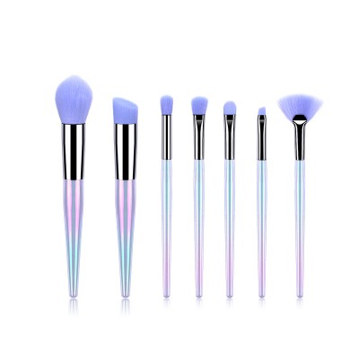 Private Logo 7Pcs Oblique Elite Purple Cosmetic Makeup Brushes Synthetic Lip Gloss Kit